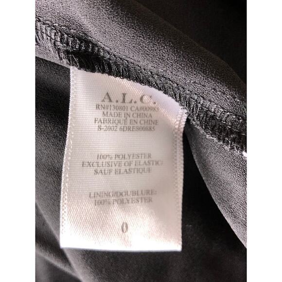 A.L.C. Leah Dress Printed Long Sleeve Smocked Waist A-Line Maxi Black Multi 0 - Picture 8 of 10